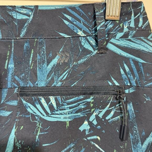 All In Motion Hybrid Shorts Mens Small Inner Drawstring Blue Tropical Print - Picture 6 of 16